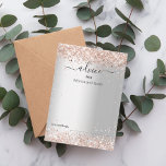 Silver rose gold wedding advice card<br><div class="desc">A faux silver looking background. Decorated with rose gold confetti.  Personalise and add your names.</div>