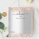 Silver rose gold wedding advice card<br><div class="desc">A faux silver looking background. Decorated with rose gold confetti.  Personalise and add your names.

1 sheet = 1 advice card printed edge to edge.</div>