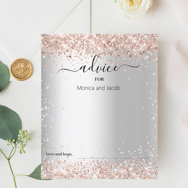Silver rose gold wedding advice card (Creator Uploaded)