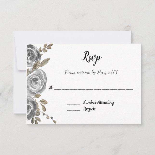Silver Rose RSVP Card (Front)