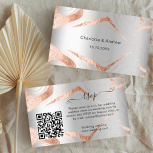 Silver rose wedding response website QR code RSVP Enclosure Card