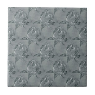 Silver Rosebuds Floral Art Tile