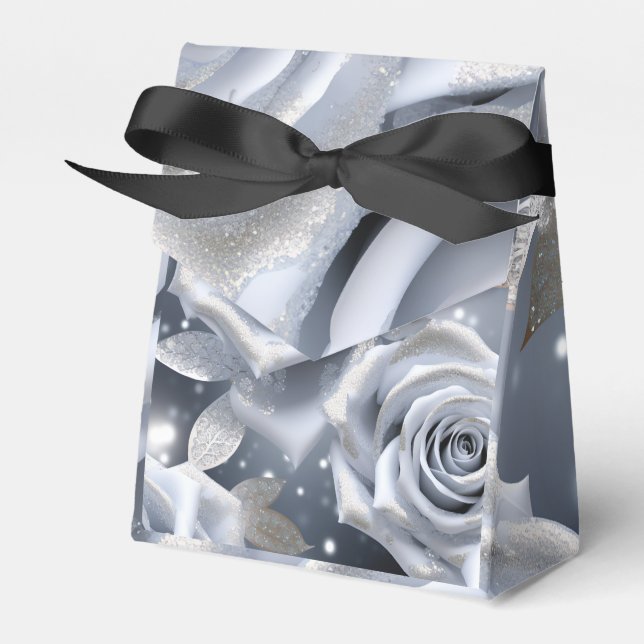 Silver Roses Favour Box (Front Side)