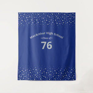 Silver & Royal Blue   Class Reunion Party Tapestry