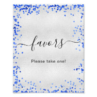 Silver royal blue party favours