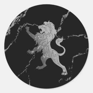 Silver Royal Lion Classic Round Sticker