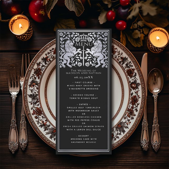 Silver Royal Lion Mediaeval Sword Wedding Flat Men Menu (Creator Uploaded)
