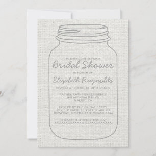 Silver Rustic Mason Jar Bridal Shower Invitations
