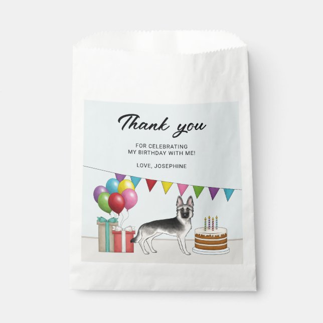 Silver Sable German Shepherd Birthday Thank You Favour Bags (Front)