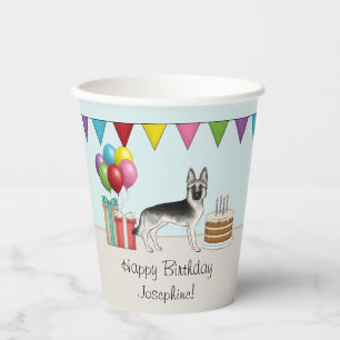 Silver Sable German Shepherd Colourful Birthday Paper Cups