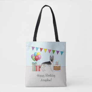 Silver Sable German Shepherd Colourful Birthday Tote Bag