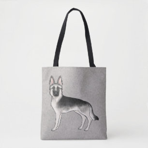 Silver Sable German Shepherd Cute Cartoon Dog Grey Tote Bag