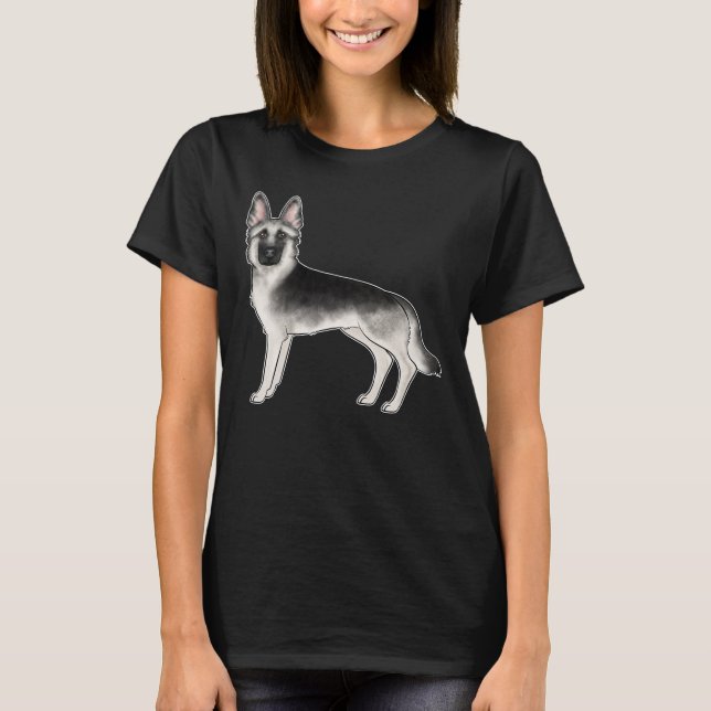 Silver Sable German Shepherd Cute Cartoon Dog T-Shirt (Front)