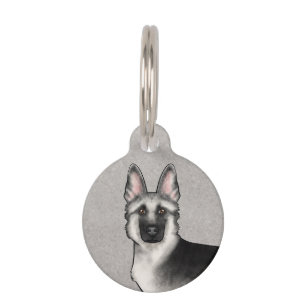 Silver Sable German Shepherd Cute Dog Head Pet Tag