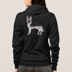 Silver Sable German Shepherd Cute Dog Illustration Hoodie