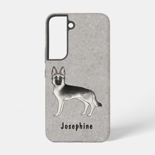 Silver Sable German Shepherd Cute GSD Dog And Text Samsung Galaxy S22 Case (Back)