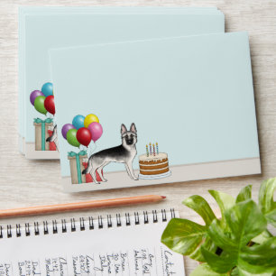 Silver Sable German Shepherd Dog Colourful Birthda Envelope