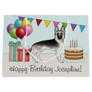 Silver Sable German Shepherd Dog Colourful Birthda Large Gift Bag