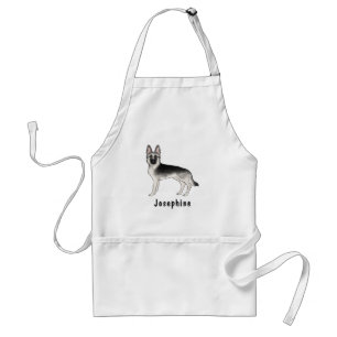 Silver Sable German Shepherd Dog With Custom Name Standard Apron
