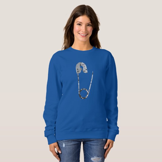 silver safety pins womens sweatshirt (Front Full)