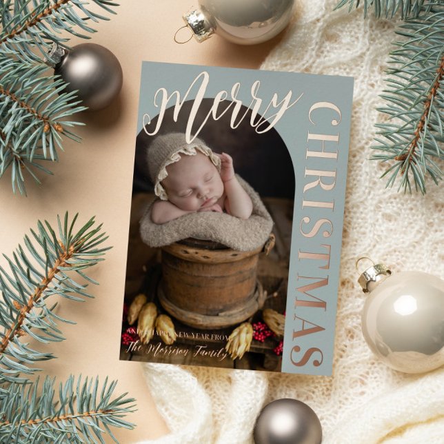 Silver Sage Arch Shaped Photo Merry Christmas (Creator Uploaded)