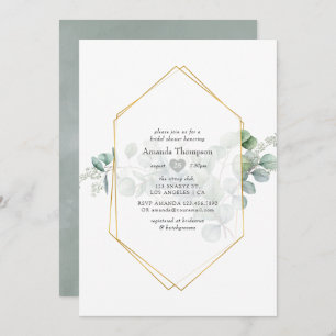 Silver Sage Eucalyptus Geometric Bridal Shower Invitation