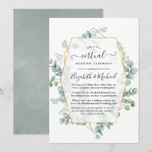 Silver Sage Eucalyptus Geometric Virtual Wedding Invitation