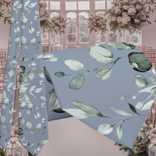Silver Sage Eucalyptus Greenery Wedding Dusty Blue Tie (Creator Uploaded)