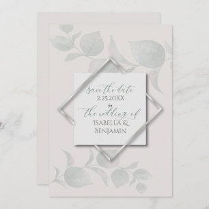 Silver Sage Eucalyptus Save the Date 2 Invitation