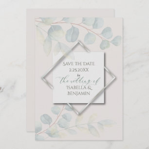 Silver Sage Eucalyptus Save the Date Invitation