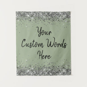 Silver Sage Green Birthday Party Photo Booth Prop  Tapestry