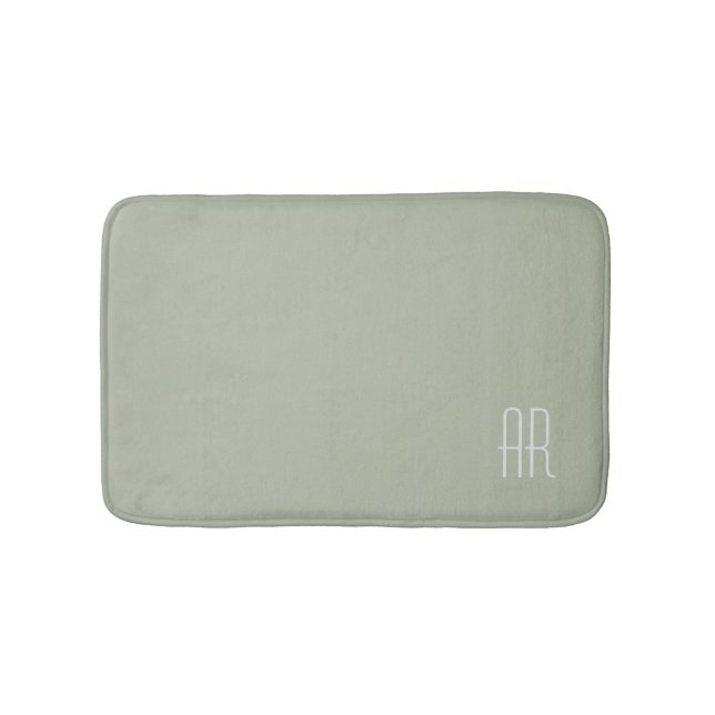 silver sage green monogram bath mat (Front)