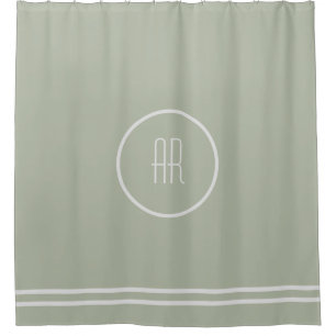 silver sage green monogram shower curtain