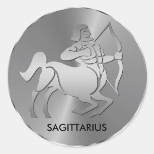 Silver Sagittarius the Archer - Zodiac Sign Classic Round Sticker