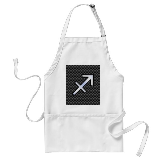 Silver Sagittarius Zodiac Sign Carbon Fiber Print Standard Apron (Front)
