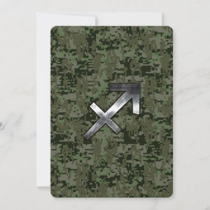 Silver Sagittarius Zodiac Woodland Digital Camo