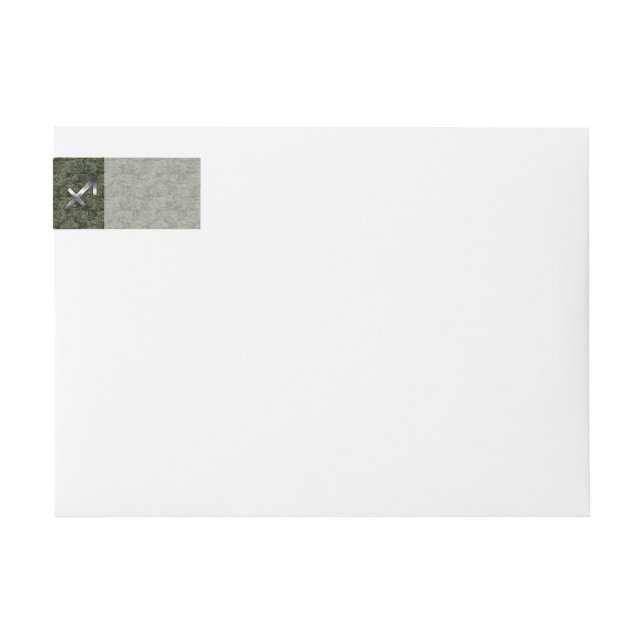Silver Sagittarius Zodiac Woodland Digital Camo Wrap Around Label (Front)