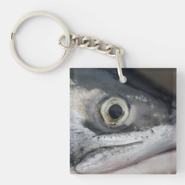 Silver Salmon Face Key Ring (Front)