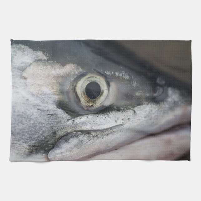 Silver Salmon Face Tea Towel (Horizontal)