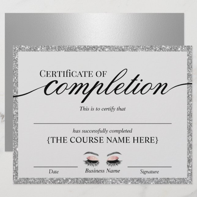 Silver Salon Certificate of Completion Award (Front/Back)