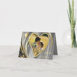 Silver satin  & Gold flower splendour Thank You Card