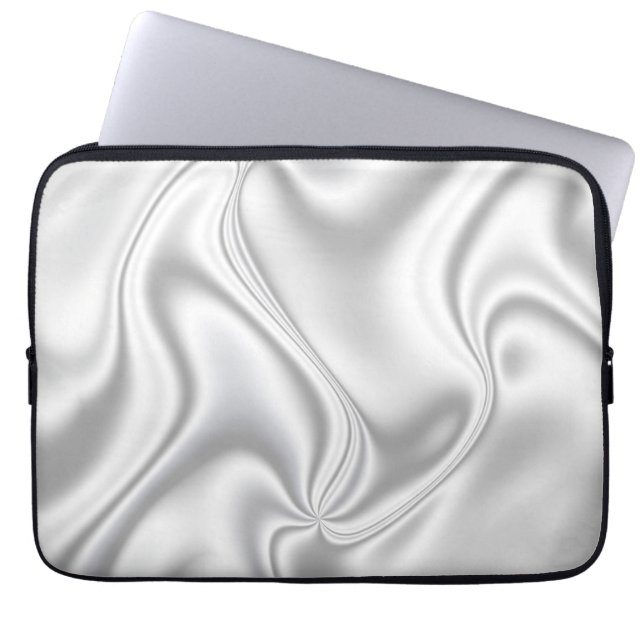 Silver Satin Laptop Sleeve (Front)