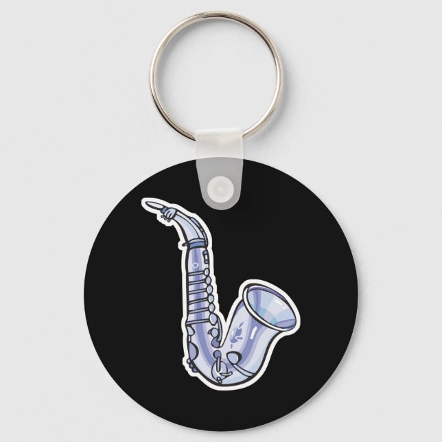 silver saxaphone key ring (Front)