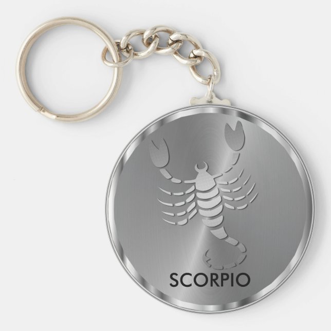 Silver Scorpio♏ the Scorpion - Zodiac Sign Key Ring (Front)