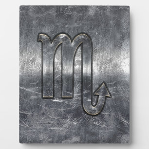 Silver Scorpio Zodiac Sign Distressed Metal Style Plaque