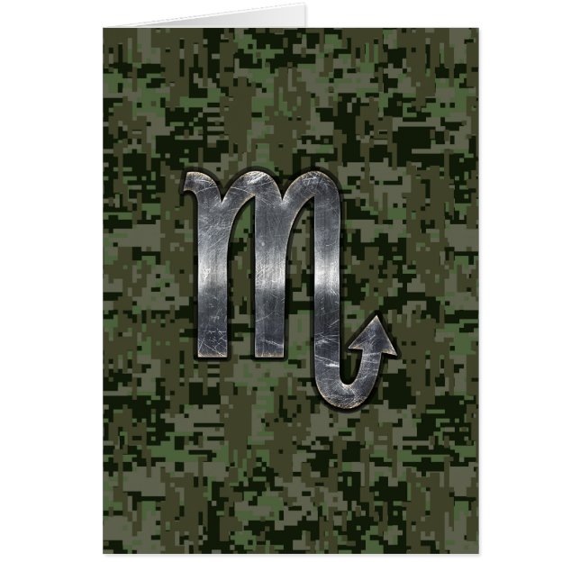 Silver Scorpio Zodiac Sign Woodland Digital Camo (Front)