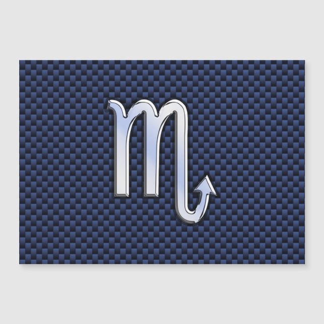 Silver Scorpio Zodiac Symbol Navy Carbon Fibre (Front)