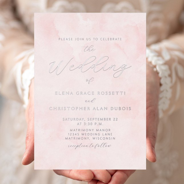 Silver Script Blush Watercolor Wash Wedding (Creator Uploaded)
