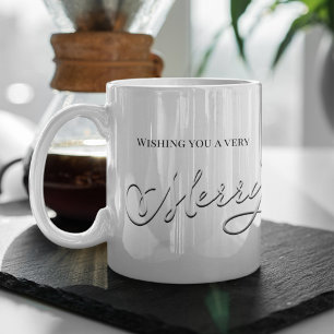 Silver Script Merry Christmas Custom Coffee Mug