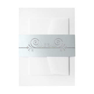 Silver Scroll Design on Silver Invitation Belly Band